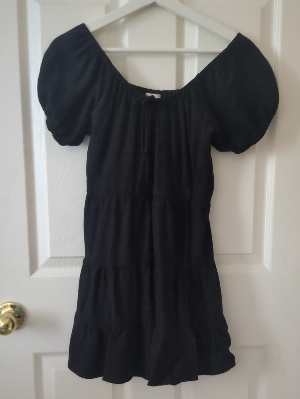 Chelsea & Violet Girls XL Black Elastic-Waist Gauze Mini Dress Lined